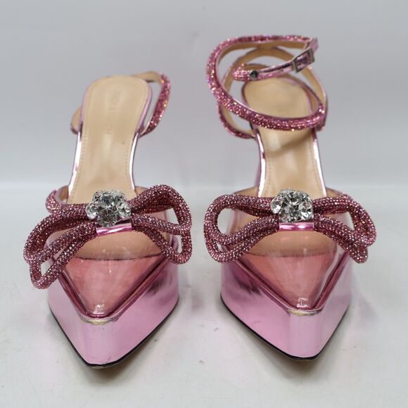 🔥NO ANKLE STRAP MACH & MACH Double Crystal Bow Platform Pump Pink, 7.5US/37.5IT - Picture 5 of 13